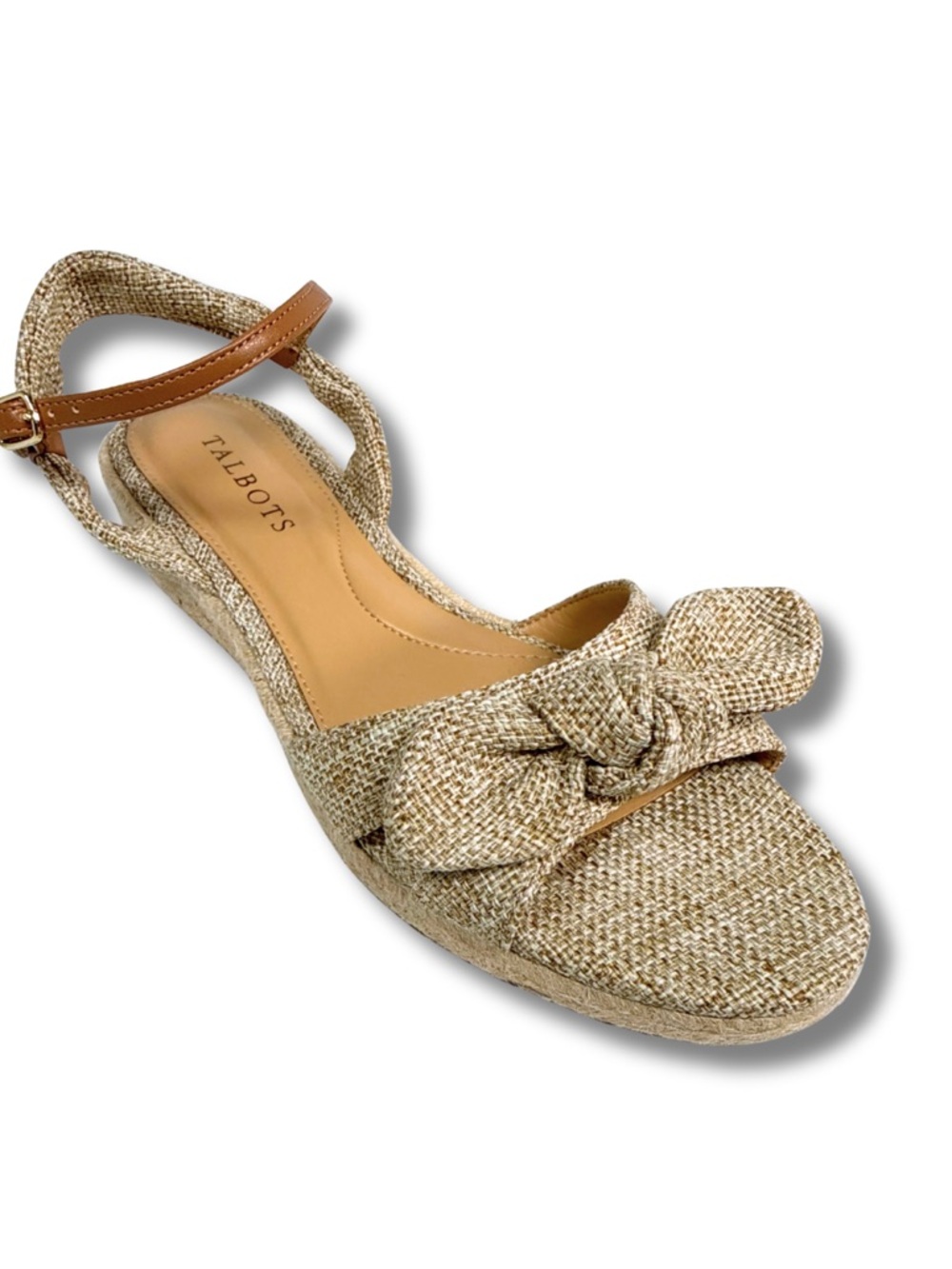 NWOB Talbots‎ Pamela Knot Linen Espadrille Wedge Sandals Size